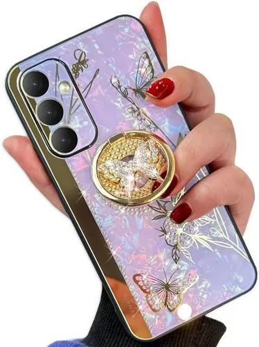 Miniatura 8 de Changjia Funda con función atril para Samsung Galaxy A15 5G, bonita funda con purpurina 3D con diamantes de imitación de mariposa con diamantes