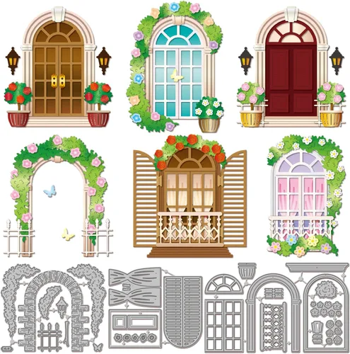 Miniatura 9 de GLOBLELAND Troqueles de corte de ventana para hacer tarjetas, marco de ventana, troqueles para bricolaje, álbumes de recortes, diario, papel