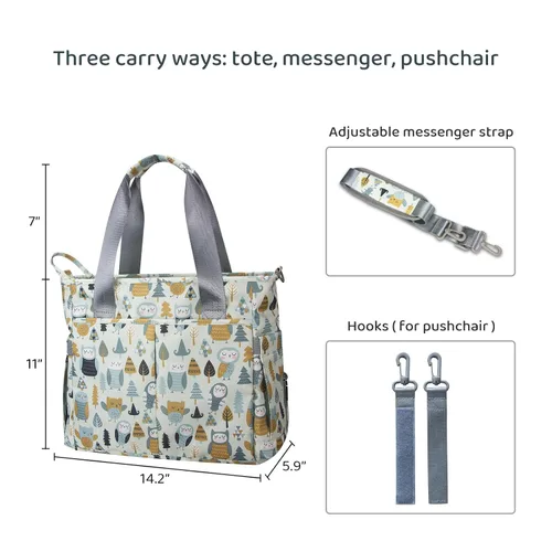 Miniatura 3 de Bolsa de pañales impermeable para mamá y papá, bolsas de viaje medianas multifunción (búho lindo)