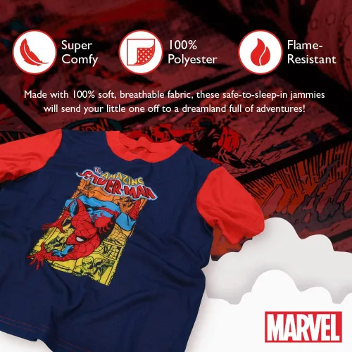 Miniatura 3 de Marvel Conjunto de pijama de ajuste holgado de 3 piezas, suave y lindo para niños