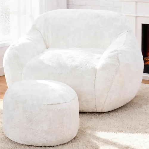 Miniatura 9 de Puf gigante para adultos, sillas grandes de espuma viscoelástica, sofá puff de gran tamaño con relleno, silla de lectura grande de piel sintética