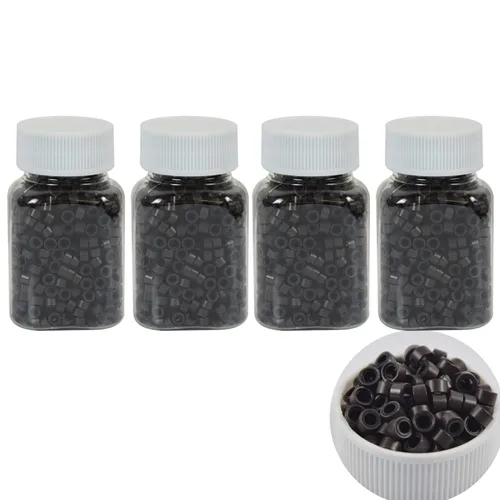 Miniatura 17 de 500 cuentas de extensiones de cabello con micro anillos forrados de silicona de 0.197 in, cuentas para extensiones de cabello con punta I