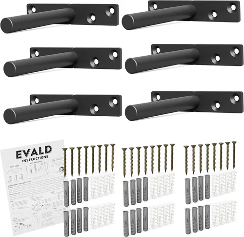 EVALD Soporte de Estante Flotante Resistente | Soporte de Repisa Flotante de 4 Pulgadas, Soportes de Estante Ocultos y Anclajes | Accesorios de