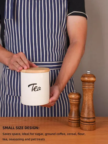 Miniatura 4 de LEETOYI Contenedores de almacenamiento de alimentos de porcelana con tapa, diseño de tamaño pequeño y ahorra espacio, 4.5 pulgadas, color blanco, té