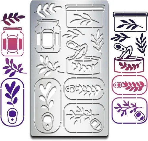 Miniatura 8 de MAYJOYDIY Can Plant - Plantilla de metal para diario, marcapáginas, plantillas de metal de 4 x 7 pulgadas, plantilla de dibujo de acero inoxidable