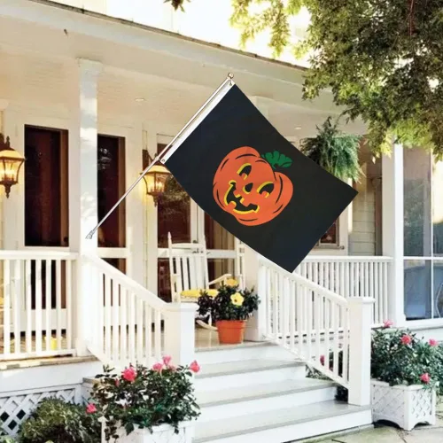 Bandera de calabaza de feliz Halloween de 3 x 5 pies, bandera de Halloween para fiestas de vacaciones, decoración del hogar, casas encantadas