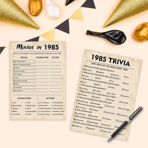 Miniatura 5 de Juegos de fiesta de cumpleaños número 40, juego de 3 actividades para 10 invitados, paquete de juegos nacidos en 1985, suministros de fiesta