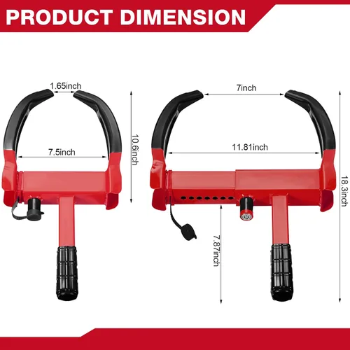 Miniatura 2 de 3 piezas de bloqueo de rueda para automóviles, bloqueo de rueda de remolque resistente, universal de seguridad antirrobo, abrazadera para neumáticos