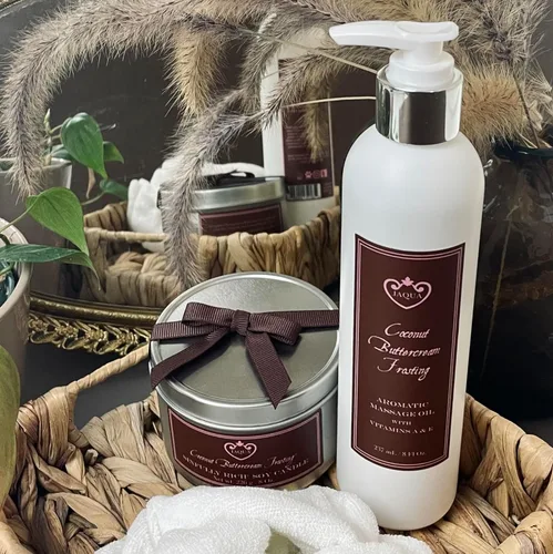 Miniatura 5 de Jaqua Aceite de masaje aromático para spa con aceite de jojoba, sésamo y girasol, glaseado de crema de mantequilla de coco