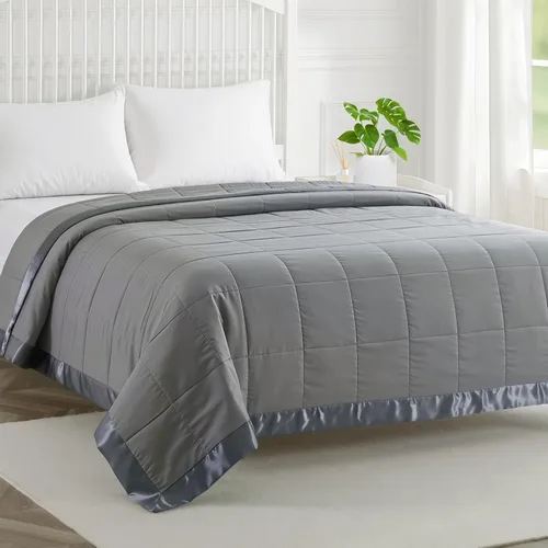 Miniatura 11 de COMFLIVE - Manta con relleno alternativo - Manta acolchada de microfibra tamaño King con borde satinado, mantas de cama para todas las estaciones