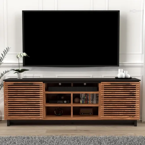 Miniatura 7 de Graceland - Soporte de TV moderno de mediados de siglo de 85 pulgadas para televisores de 95 pulgadas, consola multimedia de madera totalmente