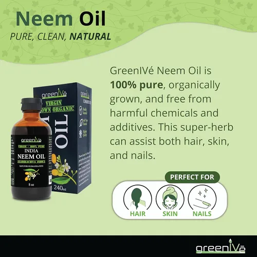 Miniatura 4 de GreenIVe Aceite de neem 100% cultivado orgánicamente, virgen prensado en frío, puro y natural, 16 onzas, ideal para jardinería, cuidado de la piel