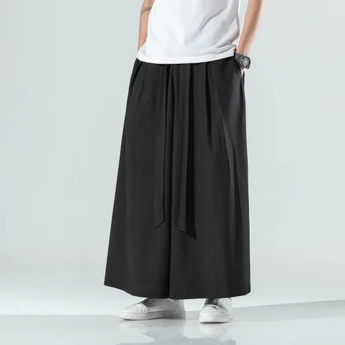 Miniatura 6 de Seidarise Pantalones de yoga japoneses de lino estilo harén de pierna ancha para hombre, estilo harén, estilo hip hop, holgados