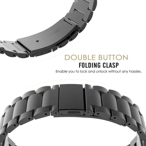Miniatura 3 de Lamshaw Compatible con correas Ticwatch E3, correa de repuesto de metal de acero inoxidable compatible con Ticwatch E3 Smart Watch Negro