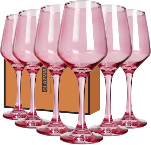 Miniatura 18 de Juego de 6 copas de vino ámbar con tallo de 12 onzas, gruesas y coloridas, aptas para lavavajillas, para rojo o blanco, regalo para fiestas