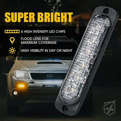 Miniatura 2 de Xprite 10 luces LED estroboscópicas de emergencia, ámbar de 12 luces LED estroboscópicas intermitentes, función de sincronización, luz de parrilla