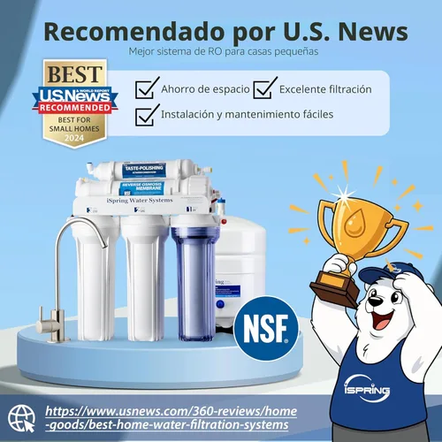 Miniatura 7 de iSpring RCC7 WQA Filtro de agua potable sistema de ósmosis inversa, de 5 etapas, 75 GPD, certificación con sello de oro Níquel