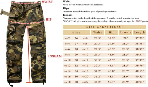 Miniatura 7 de Pantalones cargo de trabajo para mujer, de algodón, con 8 bolsillos, informal, estilo de combate militar