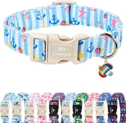 Miniatura 44 de MR.CHUBBYFACE· Collar de perro de primavera y verano, lindos collares de perro de limón verde, collar ajustable de tela natural suave para perros