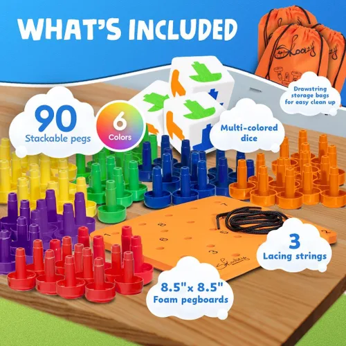 Miniatura 7 de Skoolzy Montessori Tablero Sensorial de Clavijas Juego de 33 Piezas - Desarrolla el Juego Sensorial Terapia Ocupacional Juguetes Educativos