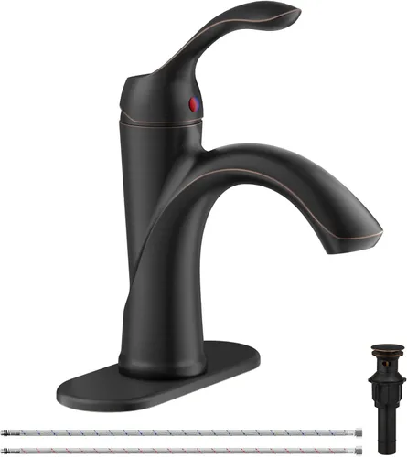 Miniatura 11 de Grifo de baño dorado, grifo de baño de un solo agujero, estilo vintage de granja con palanca de una sola manija para lavabo con drenaje desplegable