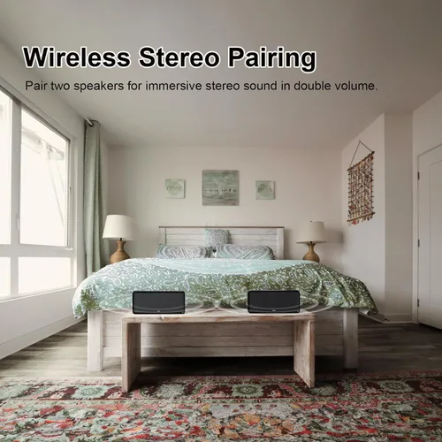 Miniatura 6 de DOSS SoundBox XL altavoces inalámbricos, sistema de altavoces para hogar inalámbricos, doble conductor con subwoofer de 12W, sonido HD de 20W, bajo