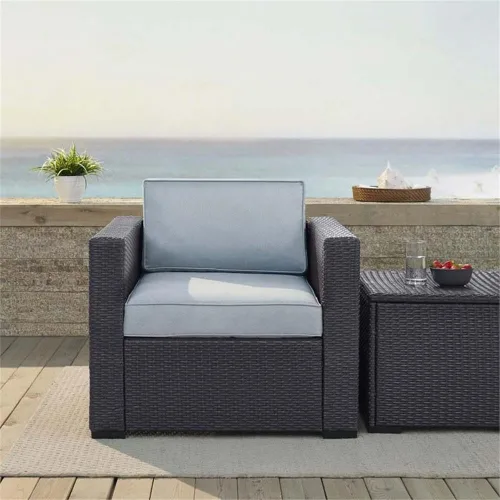 Miniatura 10 de Crosley Furniture Biscayne - Silla de exterior, sillas de mimbre para patio, porche, terraza, balcón, patio trasero, color marrón con cojines