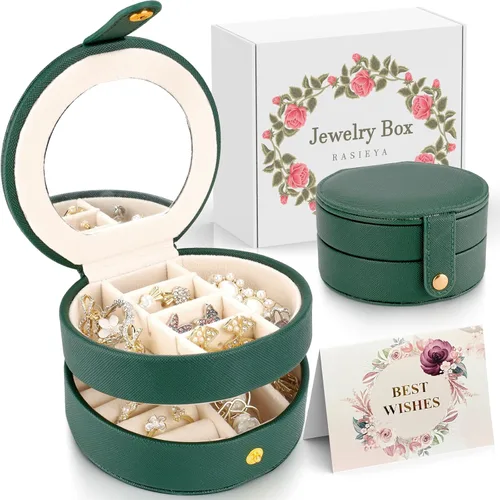 RASIEYA Organizador de joyas de viaje, elegante y pequeño joyero de viaje para mujeres y niñas, accesorios esenciales de viaje, regalo ideal para