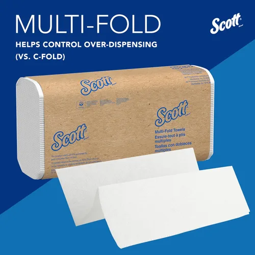 Miniatura 7 de Toallas de papel multifold universal Scott Professional, a granel (58091), bolsillos de absorción, blancas, toalla de 9.2"x9.4", blanca, comprimida
