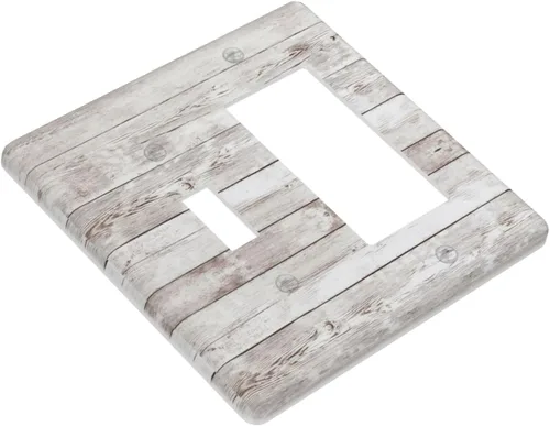 Miniatura 1040 de Placa Decorativa de Pared de Granja Rústica con Cuerno de Madera para Puerta de Granero 1 Banda Duplex Cubiertas de Toma Eléctrica Soltera