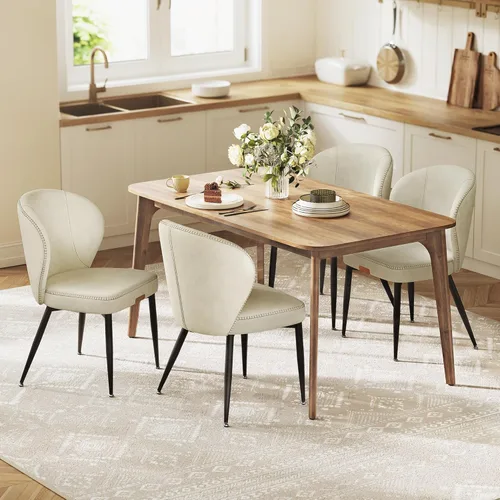 Miniatura 13 de VASAGLE Colección EKHO - Juego de 4 sillas de comedor, sillas tapizadas para cocina, asiento cómodo, cuero sintético con costuras, estilo de marrón
