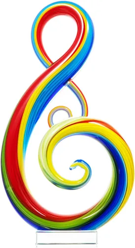 Miniatura 7 de Luxury Lane Escultura de cristal de Sommerso soplada a mano para decoración del hogar, arco iris, centro de mesa de 11 pulgadas de alto