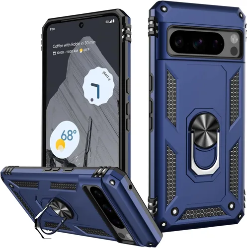 Miniatura 107 de LUMARKE Funda para Google Pixel 5 con protector de pantalla, pasa 16 pies, probada en caídas, grado militar, con soporte de anillo magnético, Rojo