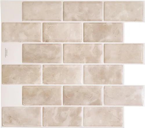 Miniatura 9 de SMART TILES Protector contra salpicaduras para despegar y pegar, 10 hojas de 10.95 x 9.70 pulgadas, adhesivo 3D para cocina, baño, azulejos de Metro