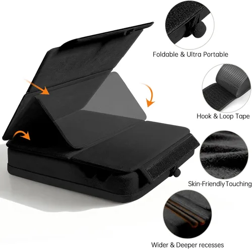 Miniatura 5 de Soporte de almohada para tablet con almacenamiento, soporte plegable para iPad para Lep, cama, sofá y escritorio, base suave con bolsillo y soporte