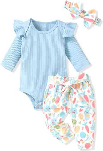 Miniatura 69 de Aalizzwell Conjunto de mameluco acanalado para bebé recién nacido prematuro para otoño e invierno