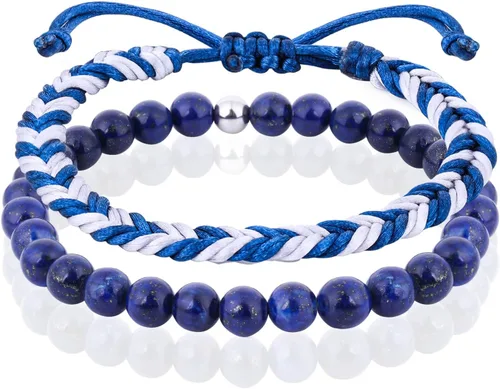 Miniatura 29 de Pulseras de cuentas negras para hombres y niños: 0.236 in de obsidiana ónix cuentas de lava para hombre conjunto de pulseras para hombre - Genial