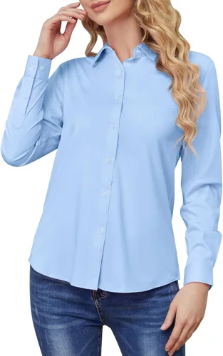 Miniatura 2 de TOLOVIC Wrinkle Free Womens Button Down Shirts for Women Long Sleeve Stretch Business Office Formal Work Blouses Tops