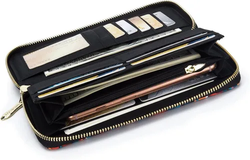 Miniatura 189 de Cartera de mano para mujer, estilo bohemio, con RFID, elegante, espaciosa con correa para viajes, capacidad para tarjetas, teléfono, dinero