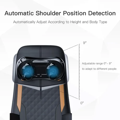 Miniatura 4 de CLORIS Masajeador de cuello y espalda con calor, reposacabezas ajustable automático, compresión Shiatsu 3D y almohadilla de masaje rodante