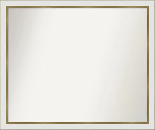 Miniatura 379 de Amanti Art Espejo de baño blanco para sobre el fregadero, 30 x 35 pulgadas, espejo de tocador rectangular estrecho de Eva de oro blanco, marco