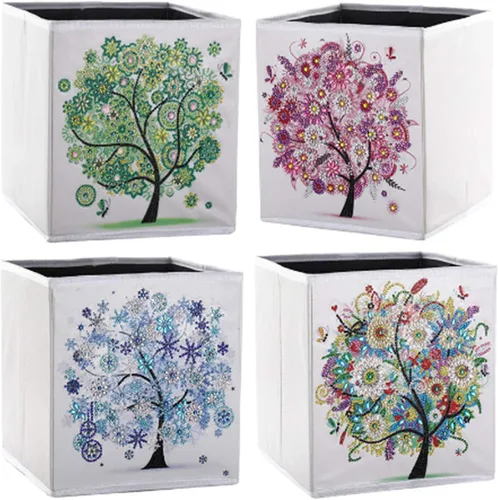CaptainCrafts Caja de almacenamiento plegable con pintura de diamante 5D DIY con lona al óleo, kit de arte de diamante bordado de forma especial,