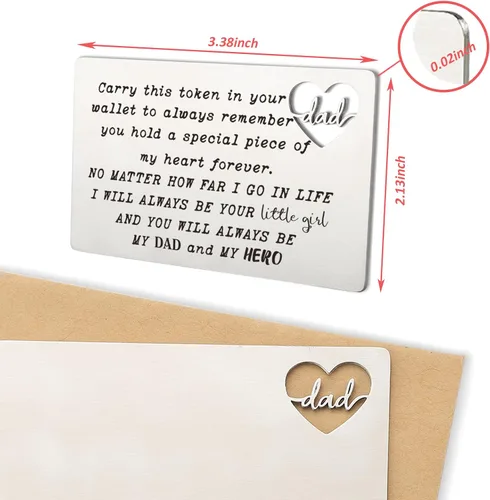 Miniatura 22 de YODOCAMP Tarjeta de billetera con texto en inglés "Thank You Dad", tarjeta de cartera grabada para mi papá de hija e hijo, cumpleaños, día