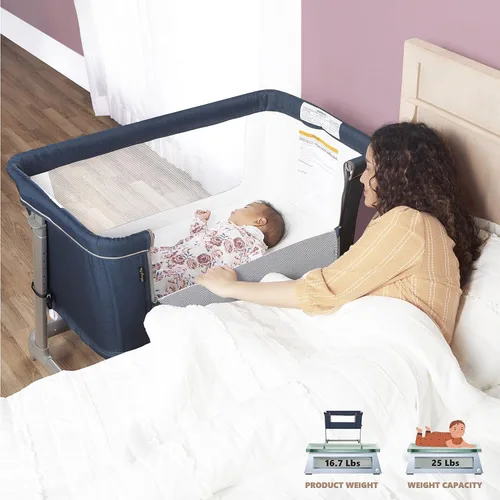 Miniatura 6 de Dream On Me Waves - Cuna 3 en 1 para bebé, cama de noche y corral, siete posiciones de altura ajustable, moisés ligero y portátil, cuna certificada