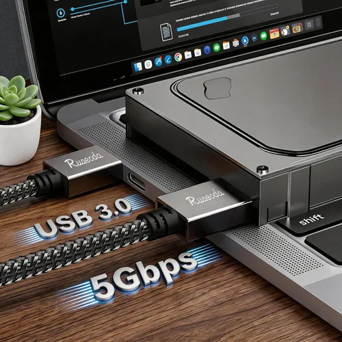 Miniatura 3 de Cable USB a USB de 3 pies, USB 3.0 Macho a Macho Tipo A a A Cable USB de Doble Lado para Transferencia de Datos, Disco Duro, Laptop, DVD, TV, Hub