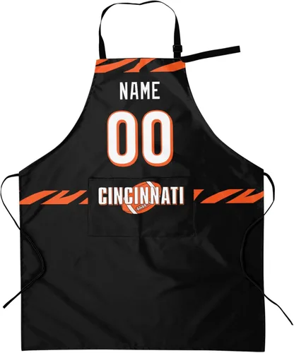 Miniatura 11 de Delantal con bolsillos, nombre personalizado y número, regalos personalizados para hombres y mujeres fanáticos del fútbol
