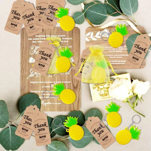 Miniatura 2 de CiciBear Paquete de 20 llaveros de piña, recuerdos de fiesta para fiesta temática hawaiana tropical Luau, baby shower, cumpleaños, recompensas