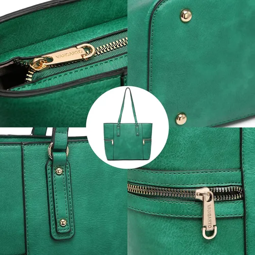 Miniatura 6 de Vansarto Monederos y bolsos para mujer, bolso grande de cuero vegano, bolso de hombro con asa superior, juego de 3 piezas