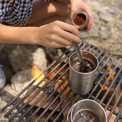 Miniatura 7 de Tapirus - Juego de tenedor y cuchara de 9.4 pulgadas de largo - Tenedor y cuchara de mochilero de mango largo - Utensilios de campamento de acero