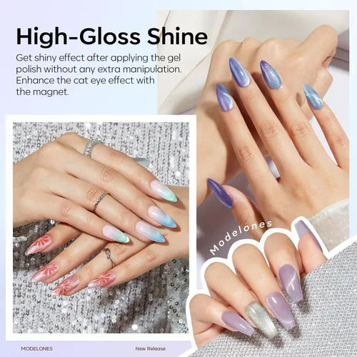 Miniatura 5 de Modelones Imán de esmalte de uñas de gel de ojo de gato, herramienta magnética 8 en 1 para uñas de gel, varita magnética fuerte para arte de uñas